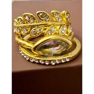Set of 3 gold-plated rings, size 8, sparkle with unique stone cuts